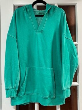 New Filly Flair Relaxed Teal Hooded Sweater